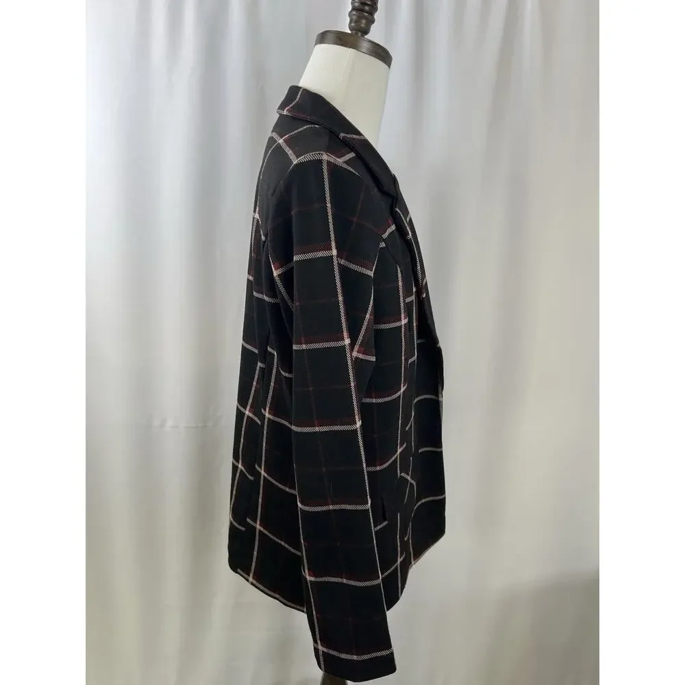 Liverpool Los Angeles Boyfriend Blazer Plaid Open Front Relax Pockets Women's XL